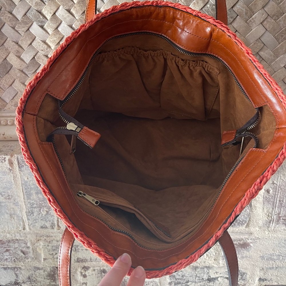 Stylish Red and Brown Woven Tote Bag - Picture 14 of 15